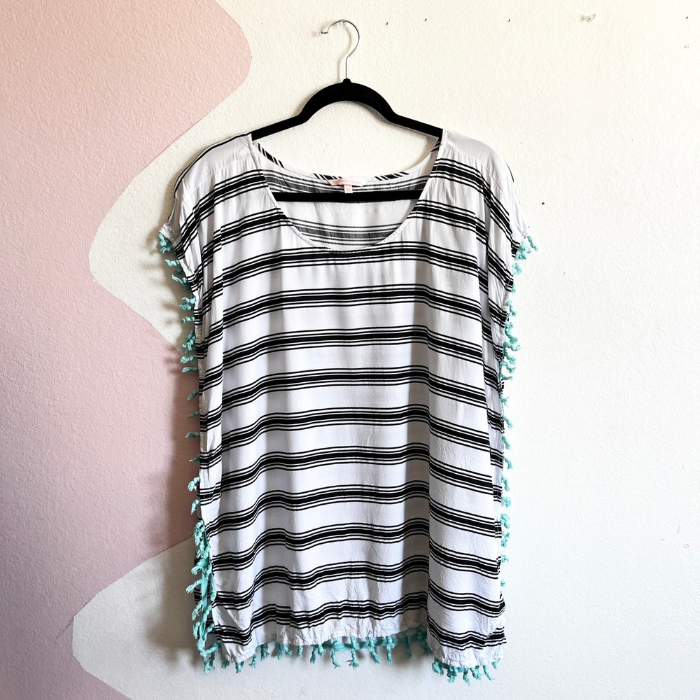 Victoria's Secret White Striped Swim Cover Up Dress Sz‎ Small Boho Beachwear